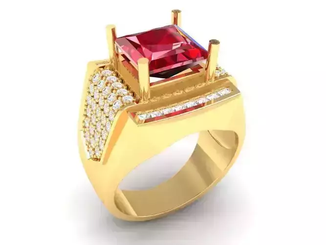Luxury Square Gemstone Signet Ring for Men 342