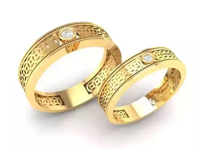 Luxury Matching Couple Rings with Diamond Accent 344