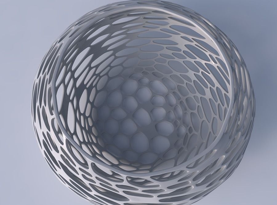 Bowl spheric squeezed wide with squeezed and twisted organic ... 3D print model_2