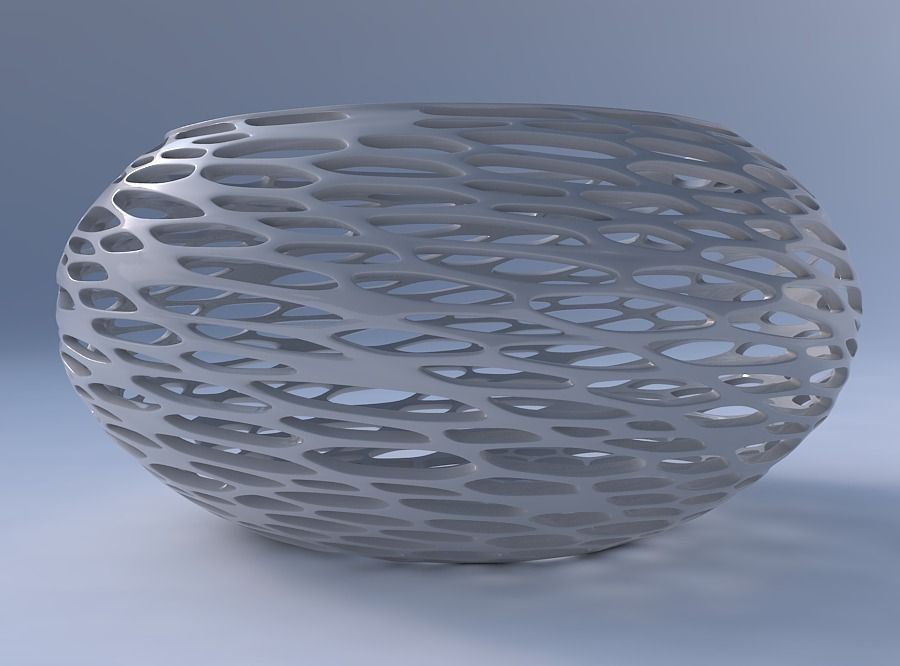 Bowl spheric squeezed wide with squeezed and twisted organic ... 3D print model_4