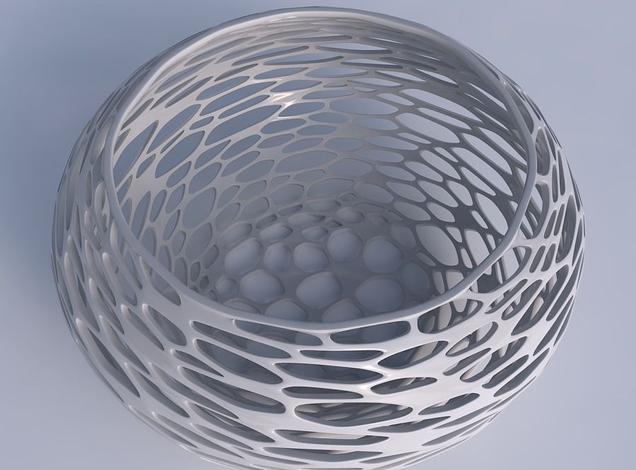 Bowl spheric squeezed wide with squeezed and twisted organic ... 3D print model_1