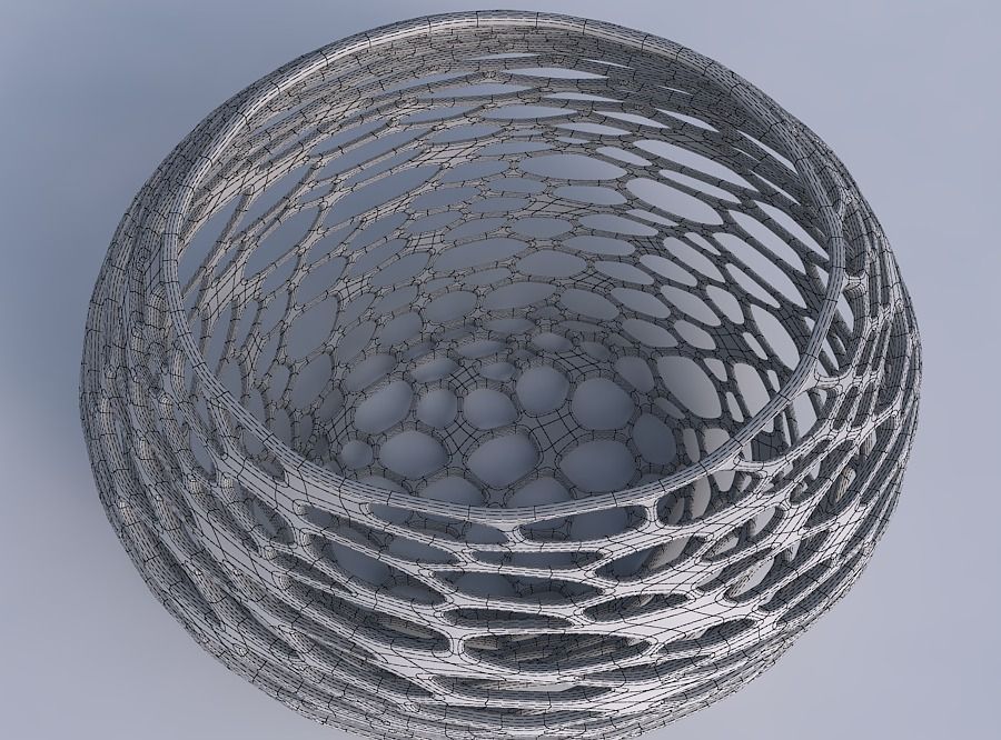 Bowl spheric squeezed wide with squeezed and twisted organic ... 3D print model_6