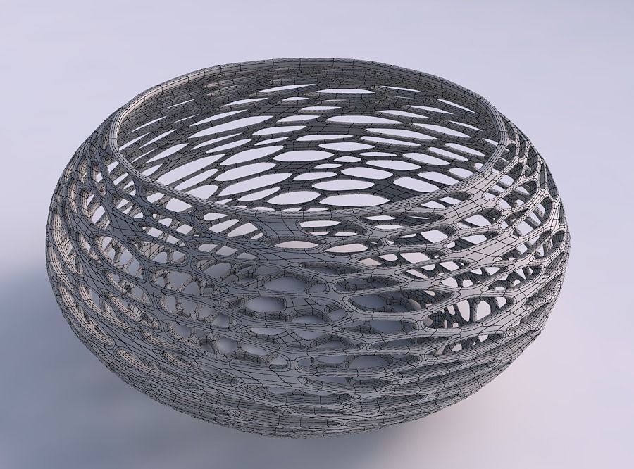 Bowl spheric squeezed wide with squeezed and twisted organic ... 3D print model_5