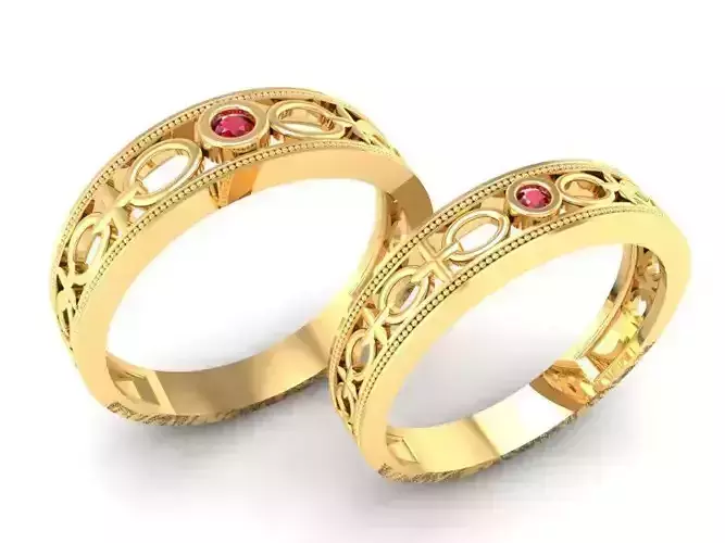Luxury Vintage Pattern Wedding Bands for Couples 350
