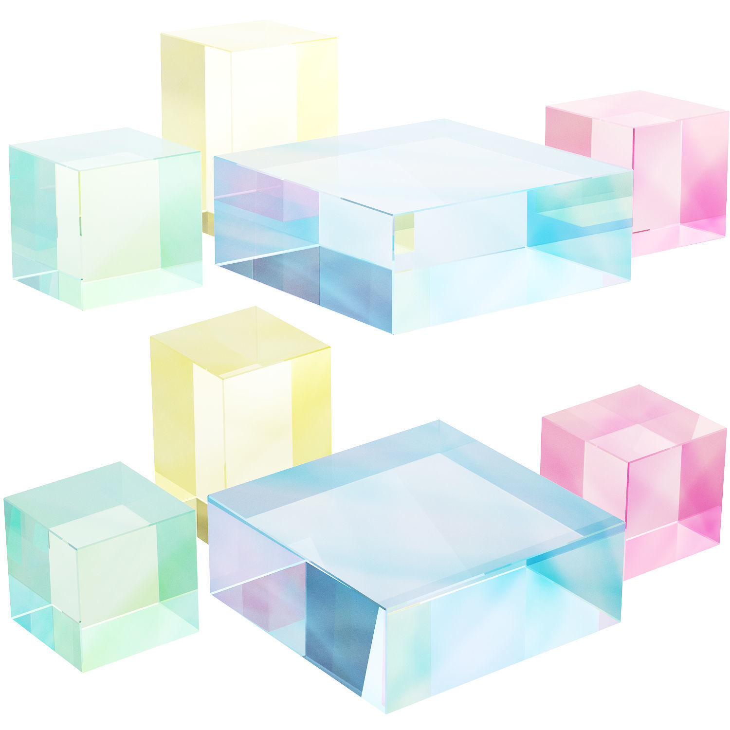 020 Multi-colored Pearl custom coffee table 03 Low-poly 3D model_13