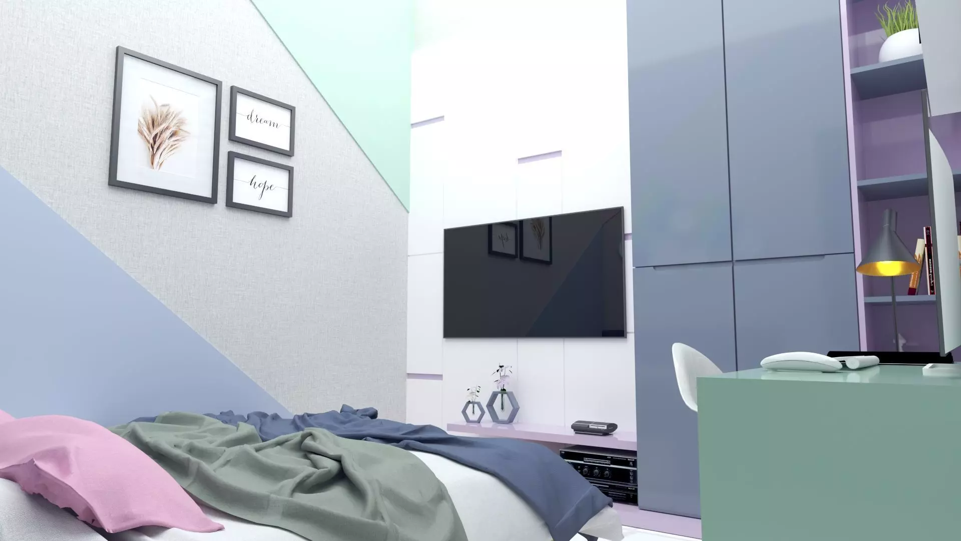 Modern Small Bed Room Free low-poly 3D model