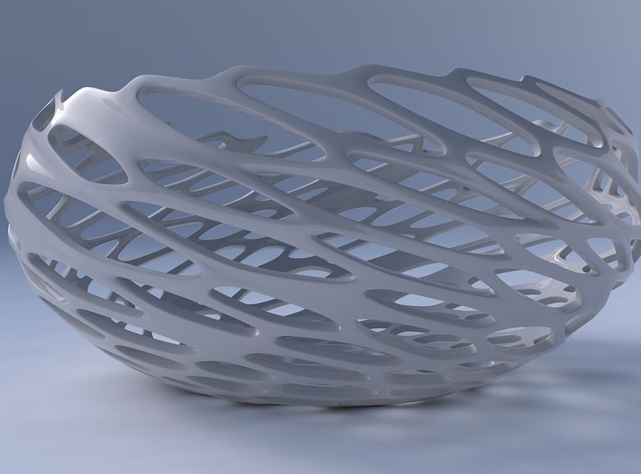 Bowl spheric squeezed wide with cracked and twisted organic l... 3D print model_4