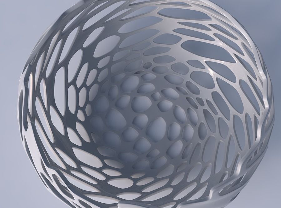 Bowl spheric squeezed wide with cracked and twisted organic l... 3D print model_2