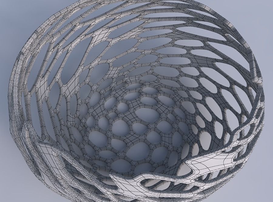 Bowl spheric squeezed wide with cracked and twisted organic l... 3D print model_6