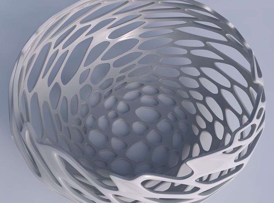 Bowl spheric squeezed wide with cracked and twisted organic l... 3D print model_1