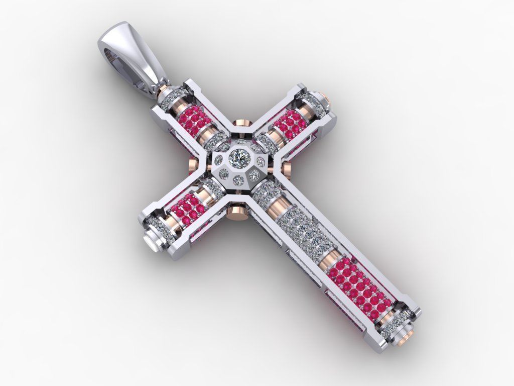 Rotation motion Cross Pendants 3D print model_5