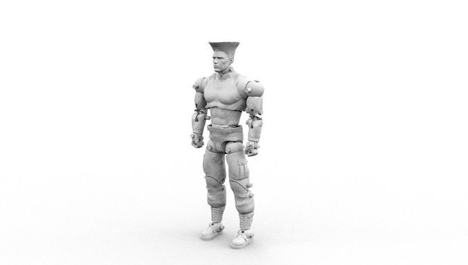 Guile Action figure articulated Street Fighter  3D print model