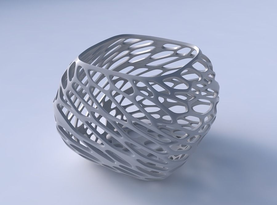 Bowl semi-quadratic with twisted organic lattice 3D print model_3