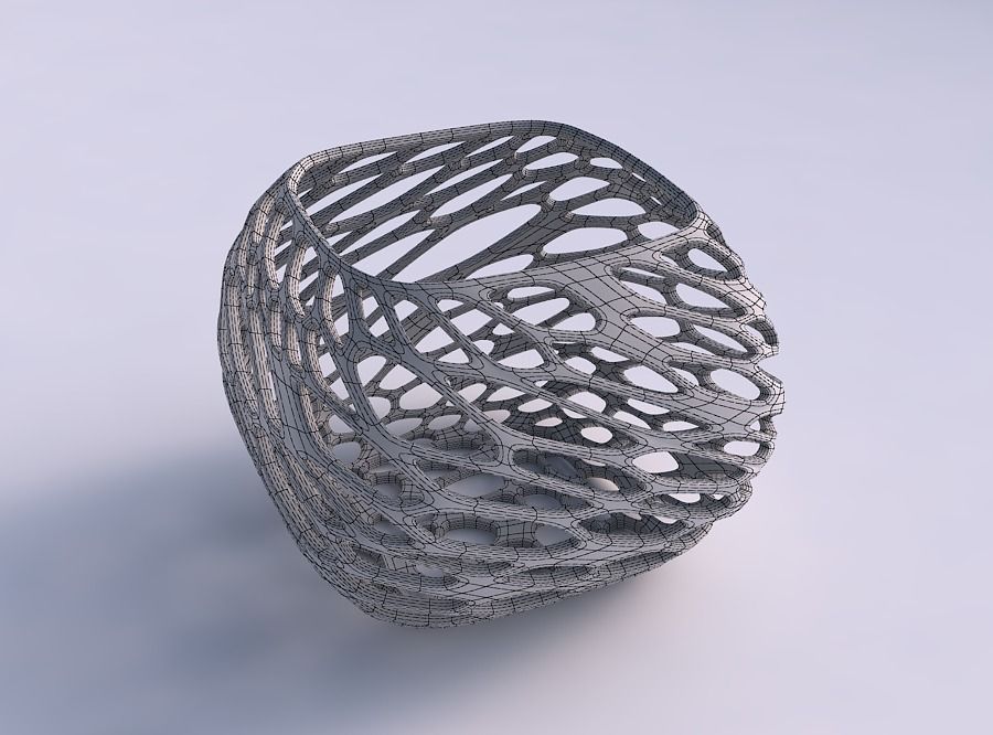 Bowl semi-quadratic with twisted organic lattice 3D print model_5