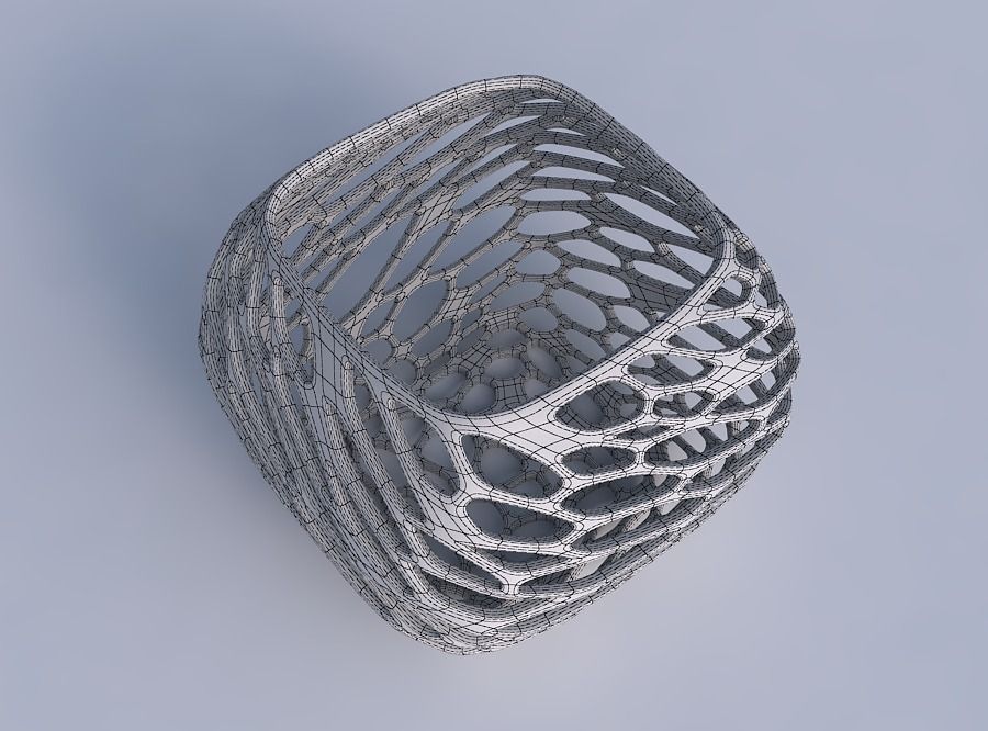 Bowl semi-quadratic with twisted organic lattice 3D print model_6
