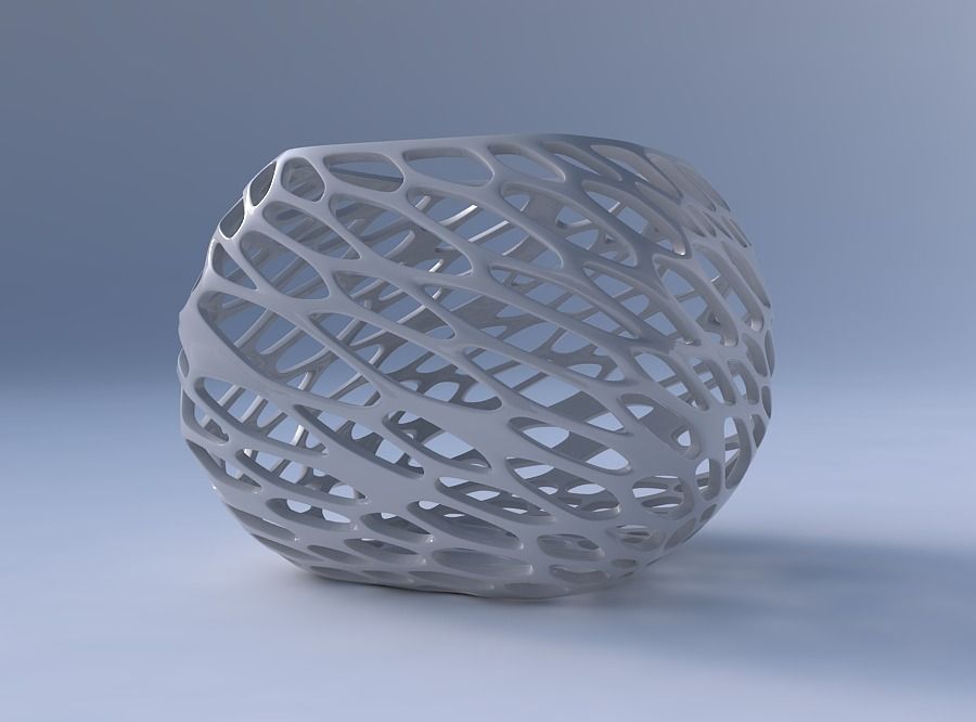 Bowl semi-quadratic with twisted organic lattice 3D print model_4