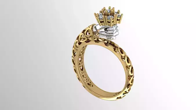 Hand and flower jewelry ring