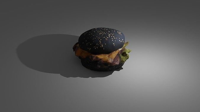 Scanned black beef burger 3D model