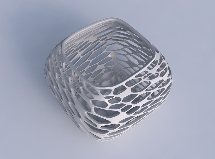 Bowl semi-quadratic with twisted organic lattice 2 3D print model_1