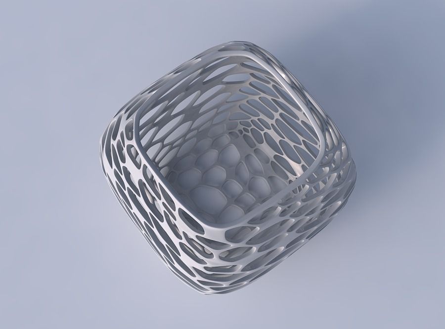 Bowl semi-quadratic with twisted organic lattice 2 3D print model_2