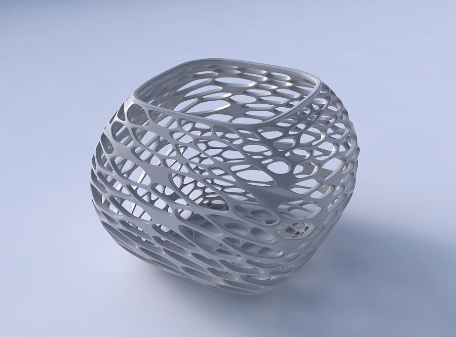 Bowl semi-quadratic with twisted organic lattice 2 3D print model_3