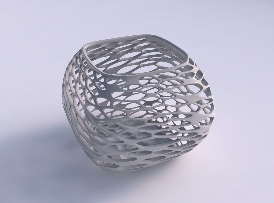 Bowl semi-quadratic with twisted organic lattice 2 3D print model_0