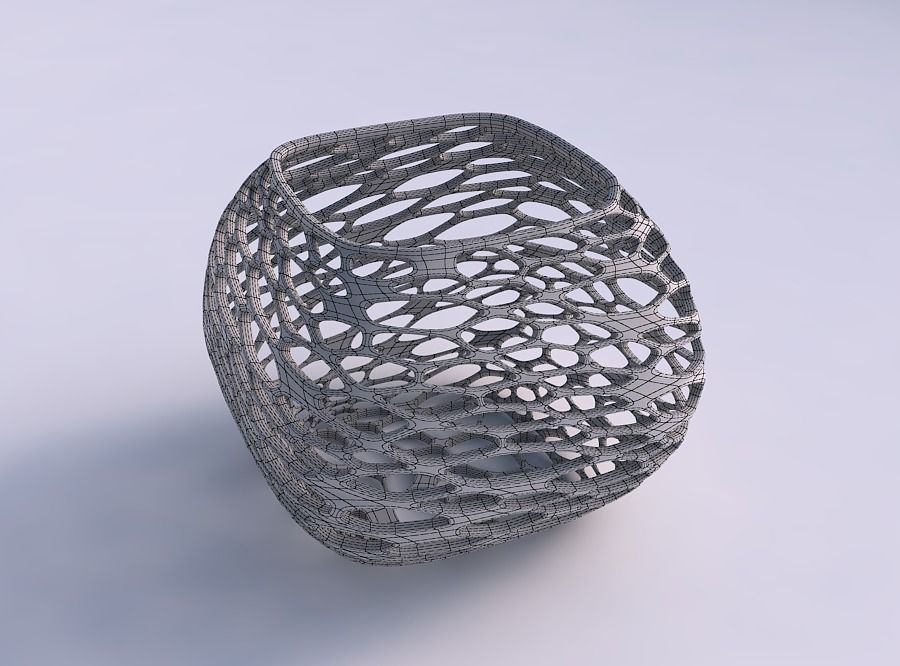 Bowl semi-quadratic with twisted organic lattice 2 3D print model_5