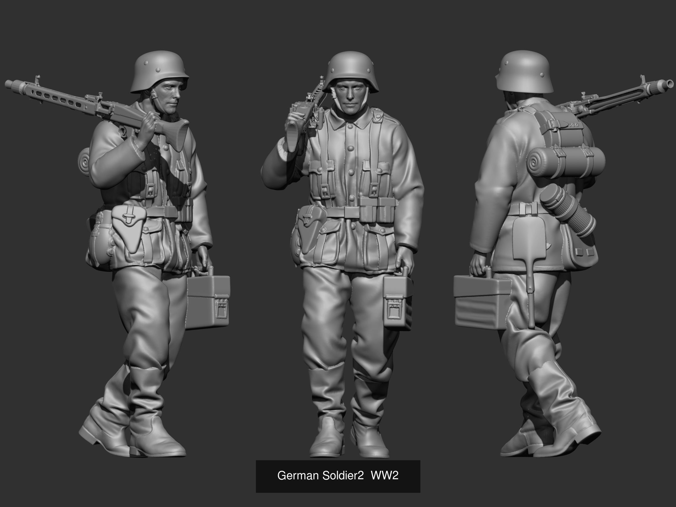 German ww2 tank crew sildier and flamethrower 3D Model Collection_2