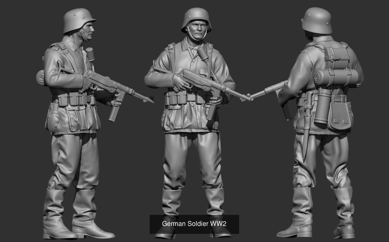 German ww2 tank crew sildier and flamethrower 3D Model Collection_1
