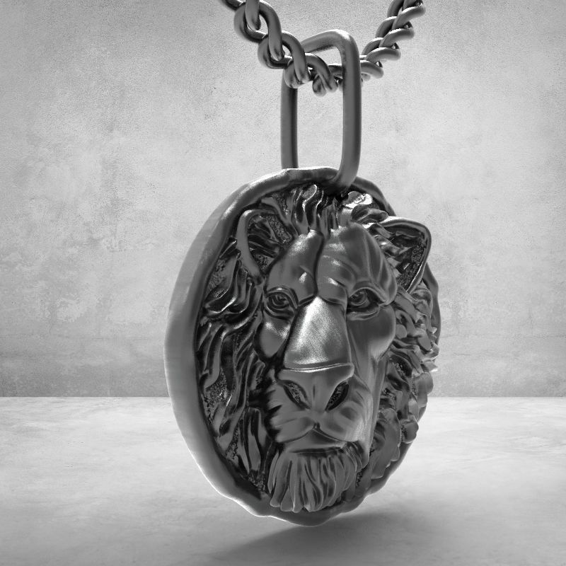 lion pendant 3D print model_3