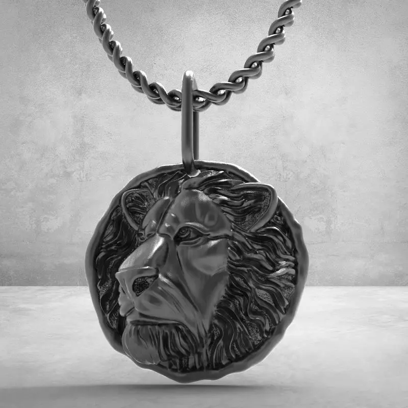 lion pendant 3D print model_0