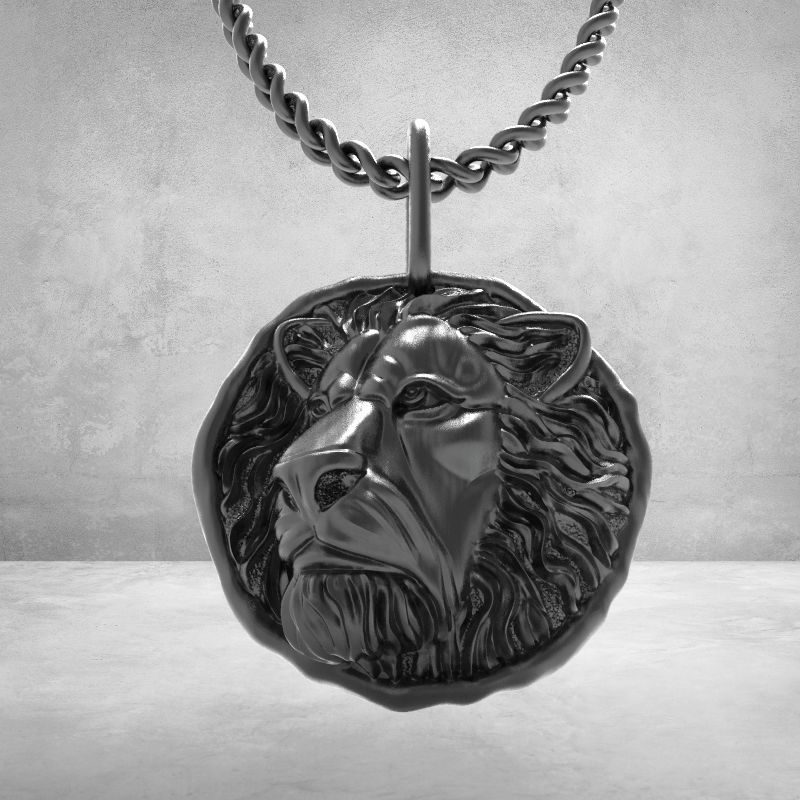lion pendant 3D print model_4