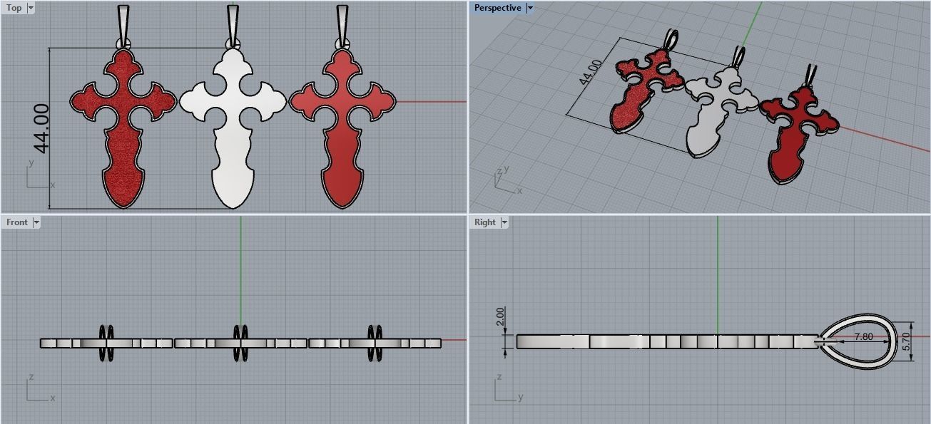 nice Cross 3 cross in files enamel ornament 3D print model_1