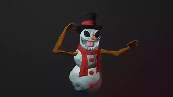 Scary snowman Zbrush sculpted