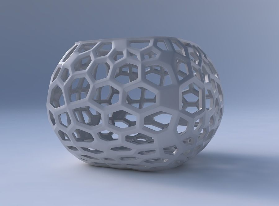 Bowl semi-quadratic with faceted organic lattice 3D print model_4