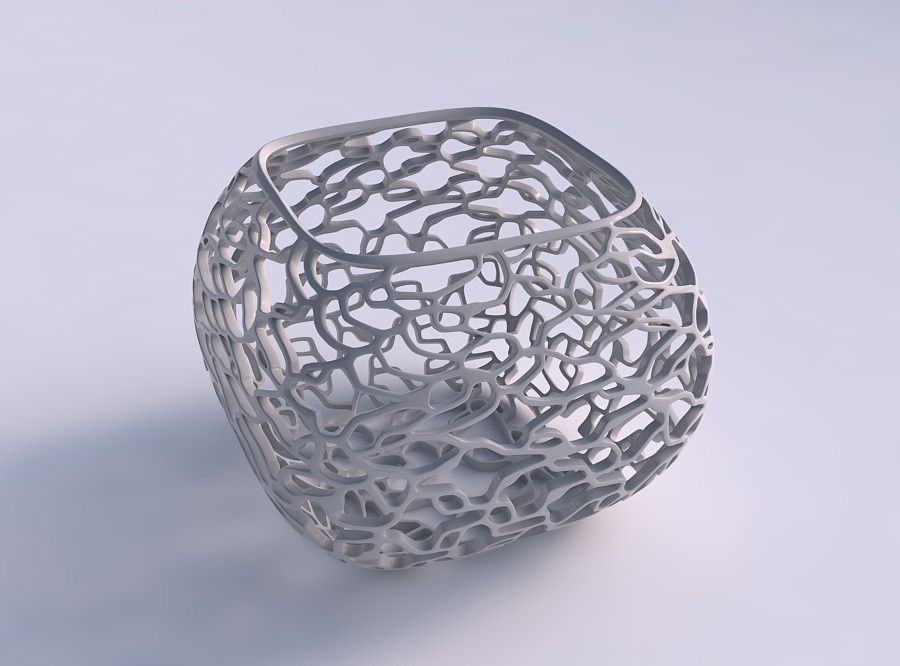 Bowl semi-quadratic with entangled lattice 3D print model_0