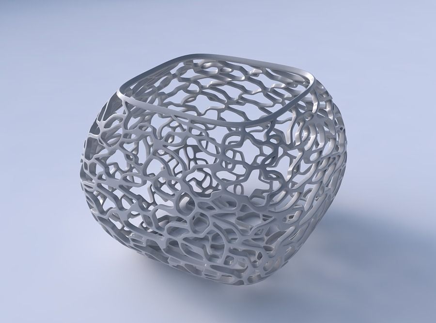 Bowl semi-quadratic with entangled lattice 3D print model_3