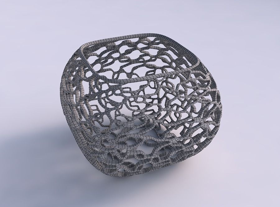 Bowl semi-quadratic with entangled lattice 3D print model_5