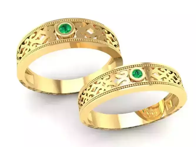 Classic Floral Couple Matching Rings for Lovers  352