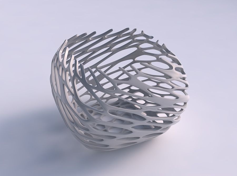 Bowl semi-quadratic with cracked and twisted organic lattice 2 3D print model_0