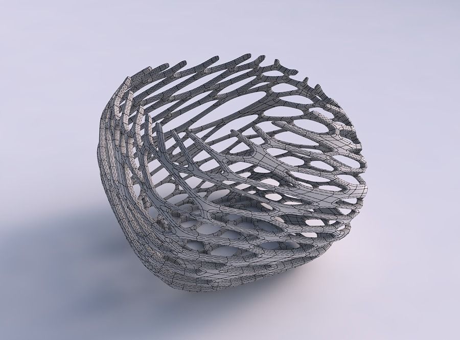 Bowl semi-quadratic with cracked and twisted organic lattice 2 3D print model_5