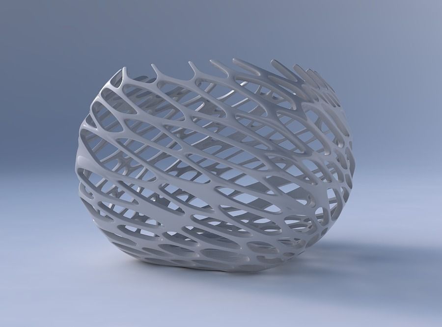 Bowl semi-quadratic with cracked and twisted organic lattice 2 3D print model_4
