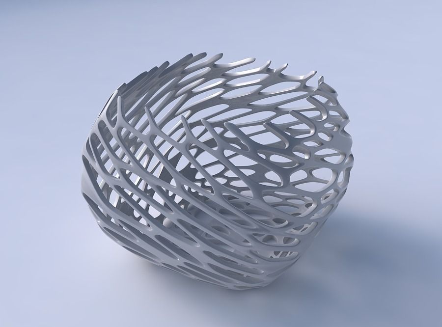 Bowl semi-quadratic with cracked and twisted organic lattice 2 3D print model_3