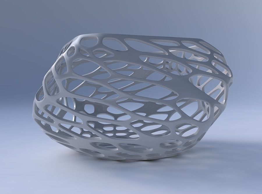 Bowl helix with twisted organic lattice 3D print model_4