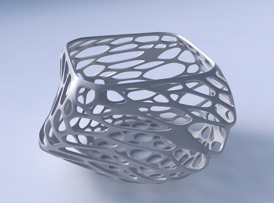 Bowl helix with twisted organic lattice 3D print model_3