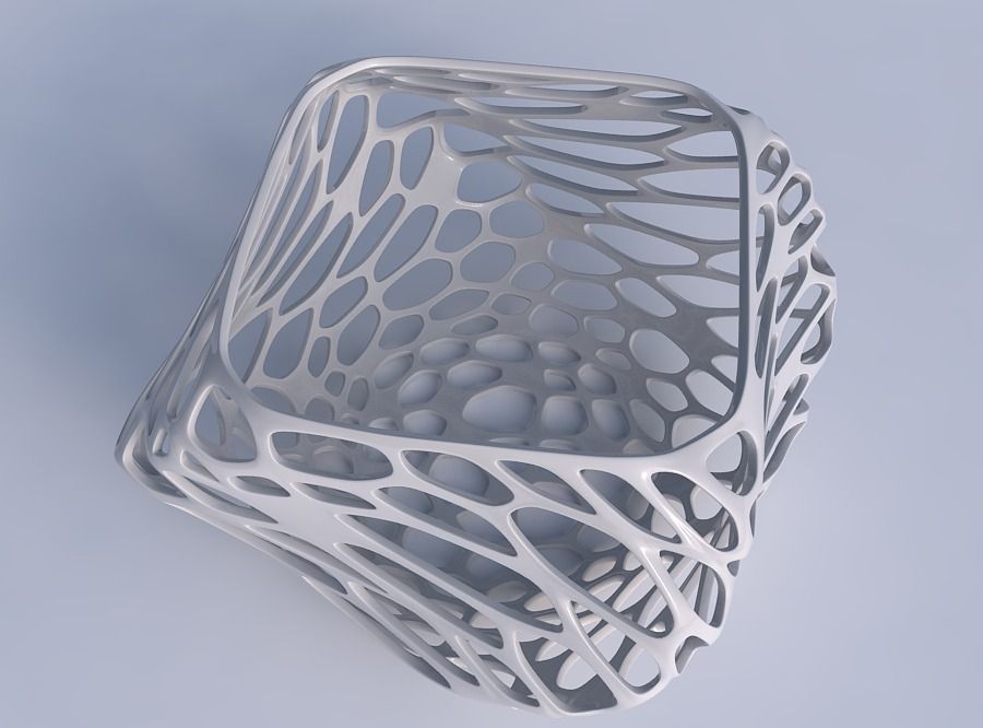 Bowl helix with twisted organic lattice 3D print model_1