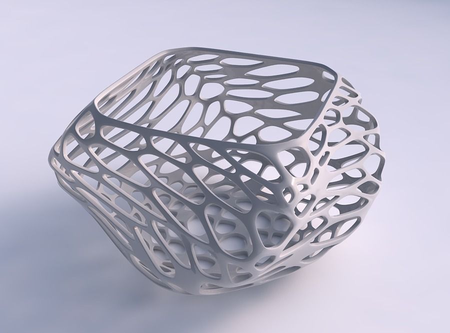 Bowl helix with twisted organic lattice 3D print model_0