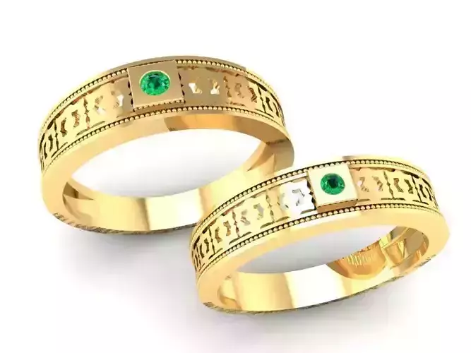 Elegant Couple Rings with Stone Accents 356