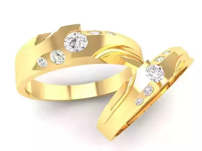Couple Diamond Ring 3D Model 358