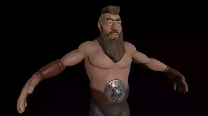 Dwarf Game Ready Low-poly 3D model Low-poly 3D model bearded man Low-poly 3D model